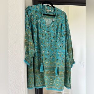 Natural Life Blue and Green Floral Mini Dress